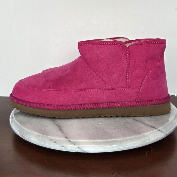 Old Navy Slippers Womens Size 8 Pink Faux Suede Sherpa Lined Indoor Outdoor - Picture 6 of 12